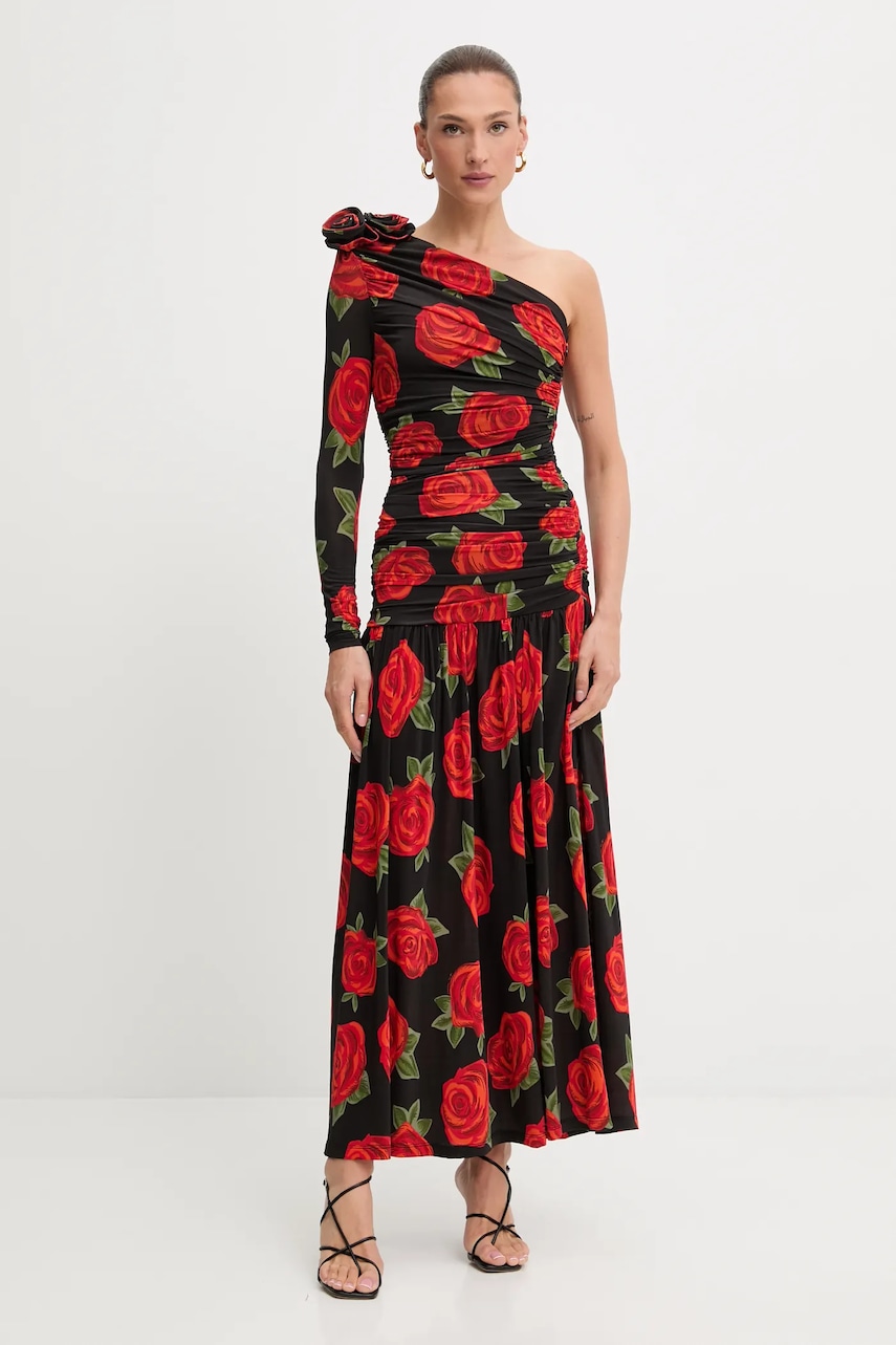 Farm Rio rochie culoarea negru, maxi, evazați, 340026