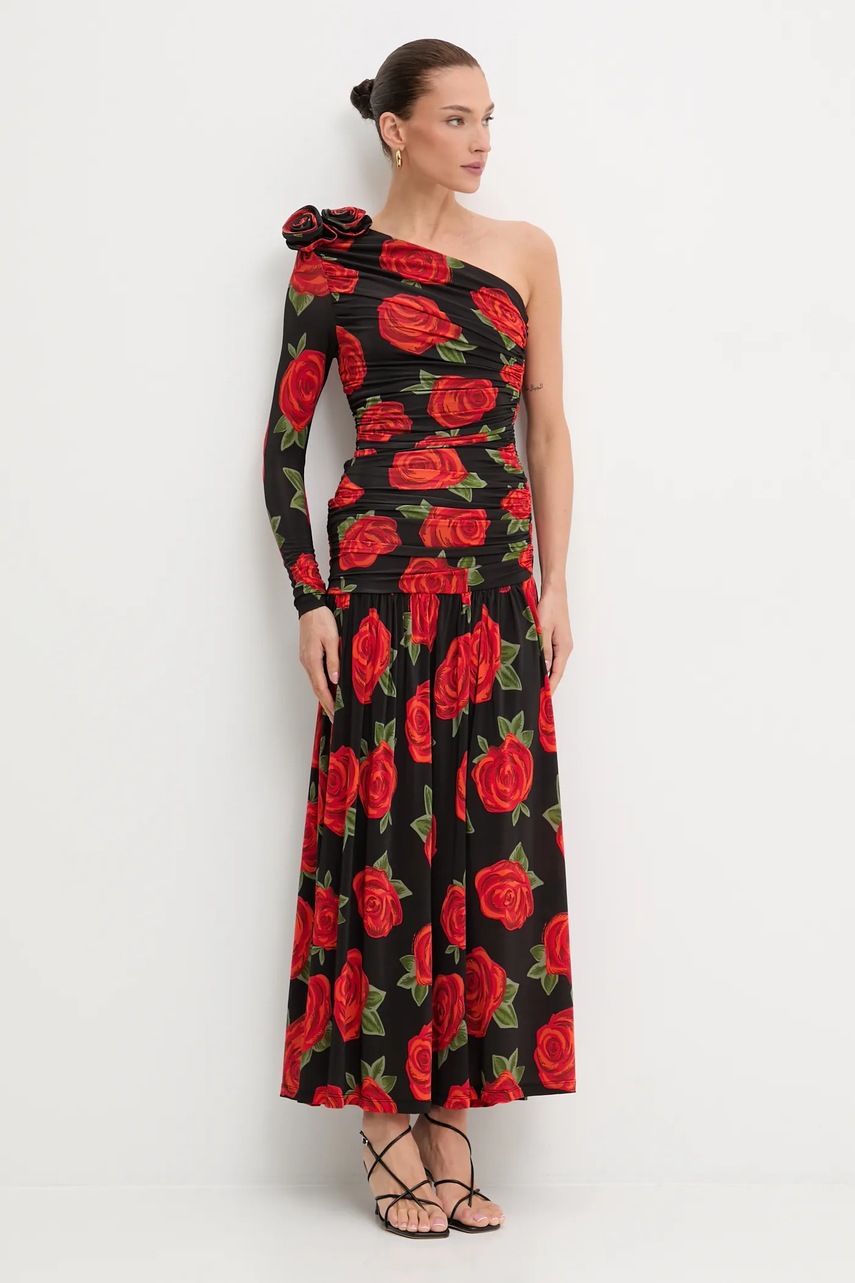 Сукня Farm Rio колір чорний maxi розкльошена 340026
