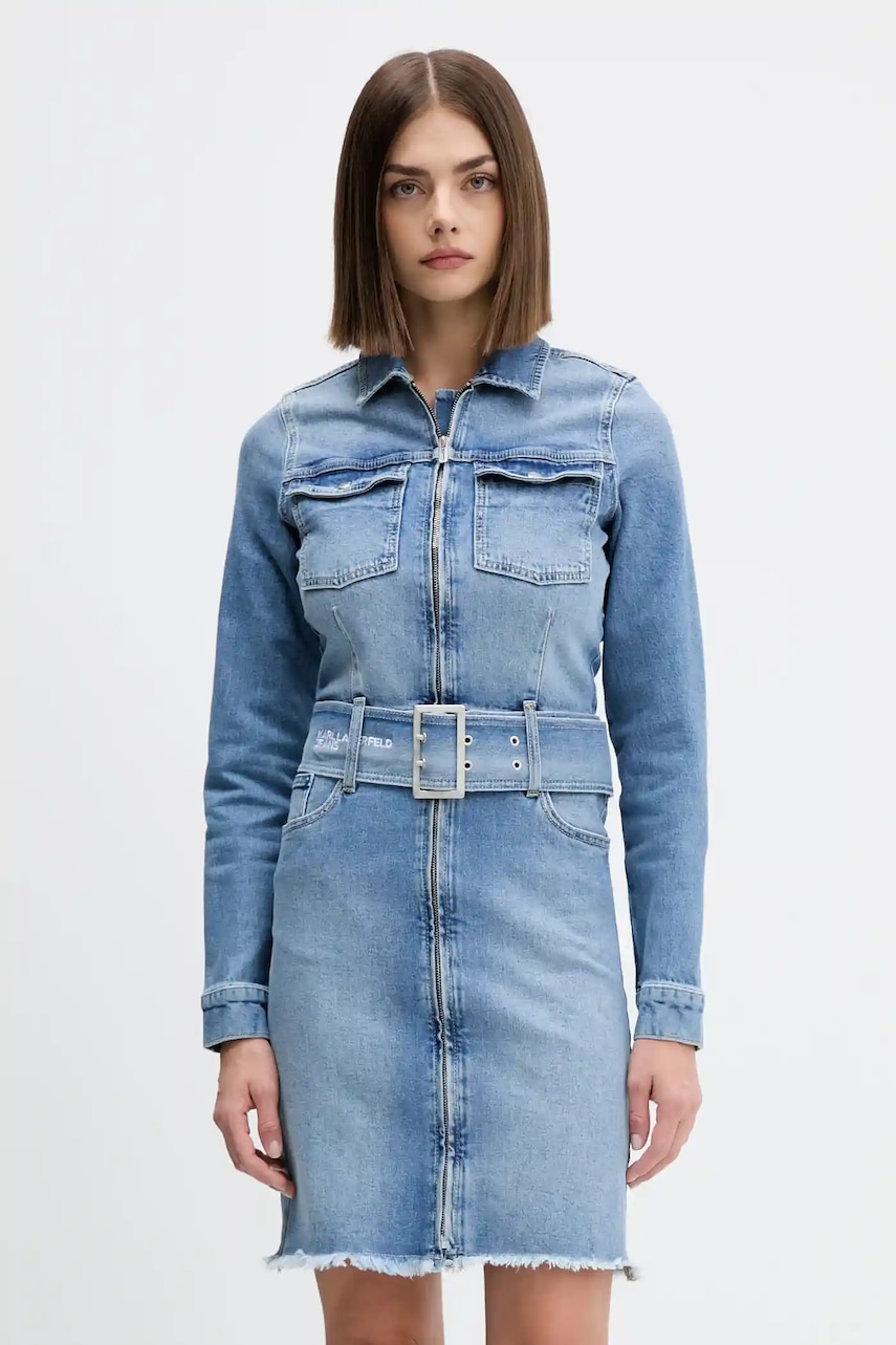 Karl Lagerfeld Jeans rochie jeans mini, drept, A4W13001