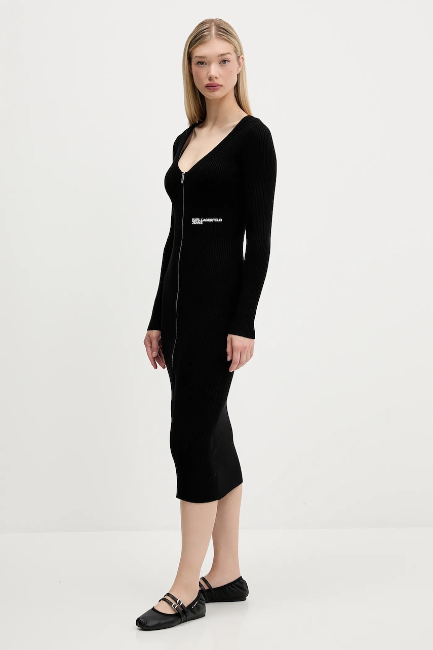 Сукня Karl Lagerfeld Jeans колір чорний midi облягаюча A4W13011