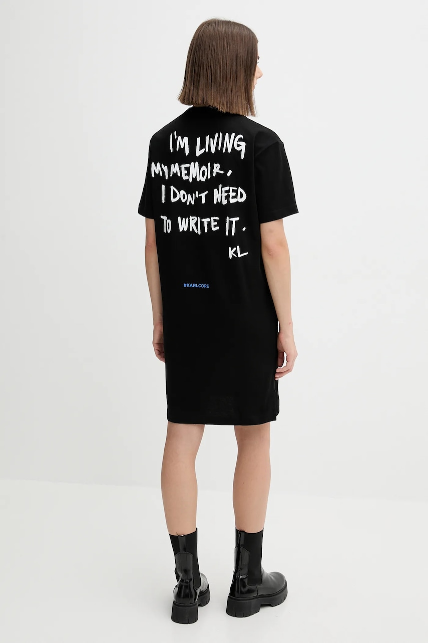 Karl Lagerfeld Jeans rochie din bumbac culoarea negru, mini, oversize, A4W13054