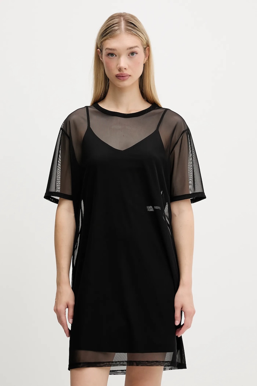 Karl Lagerfeld Jeans rochie culoarea negru, mini, drept, A4W13048