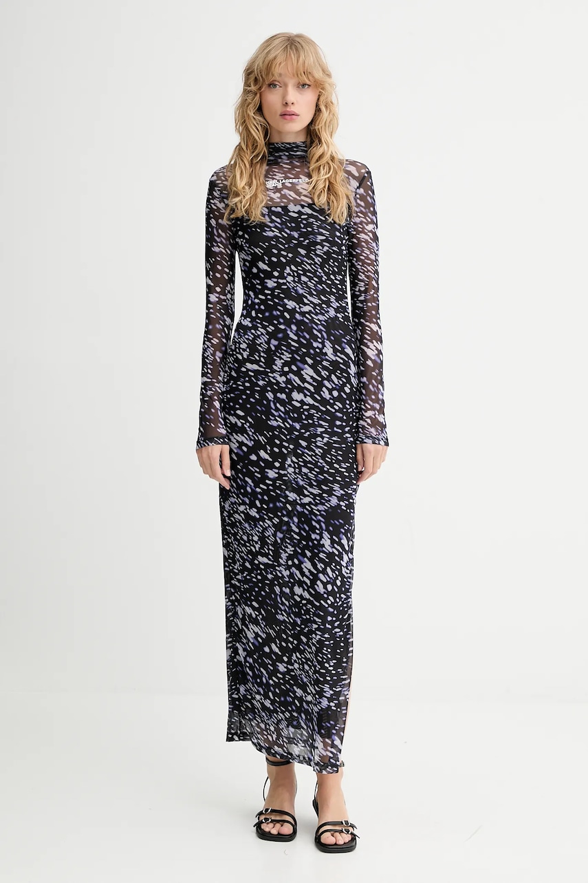 Karl Lagerfeld Jeans rochie culoarea negru, maxi, mulată, A4W13008