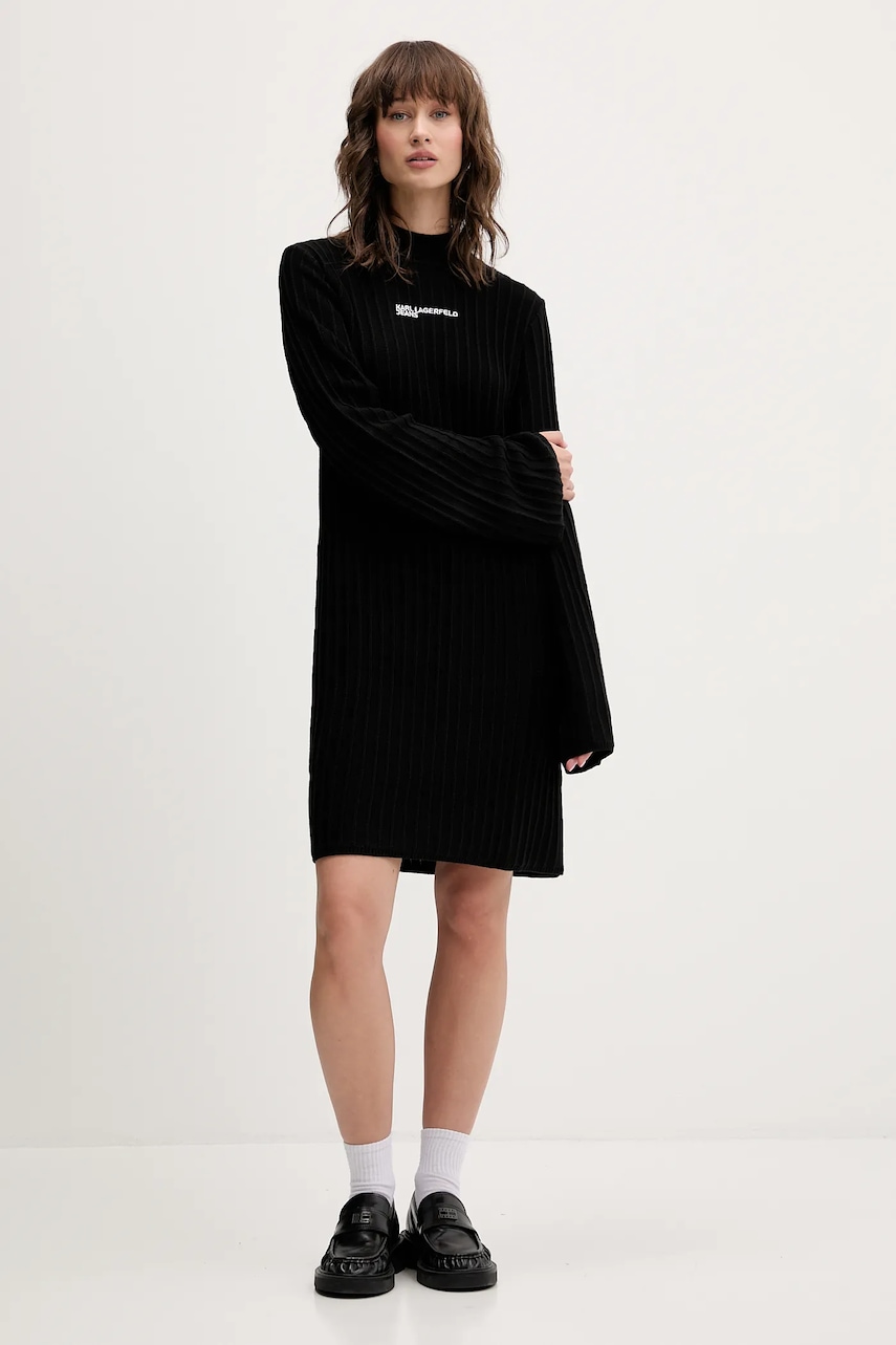Karl Lagerfeld Jeans rochie culoarea negru, mini, drept, A4W13012