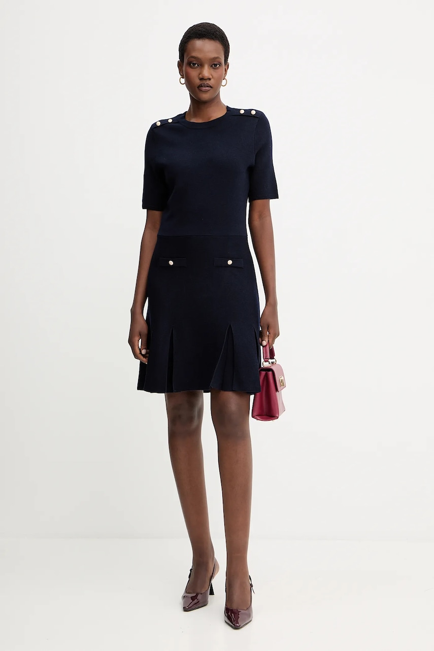 Платье с примесью шерсти Morgan цвет синий mini расклешённое RMCOL Платье с примесью шерсти Morgan цвет синий mini расклешённое RMCOL