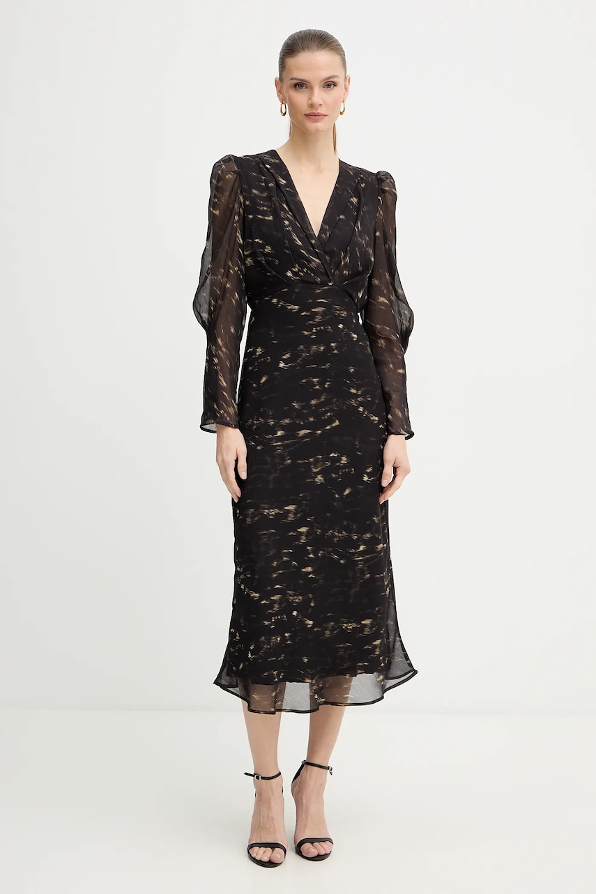 Morgan rochie culoarea negru, maxi, drept, ROOD.F