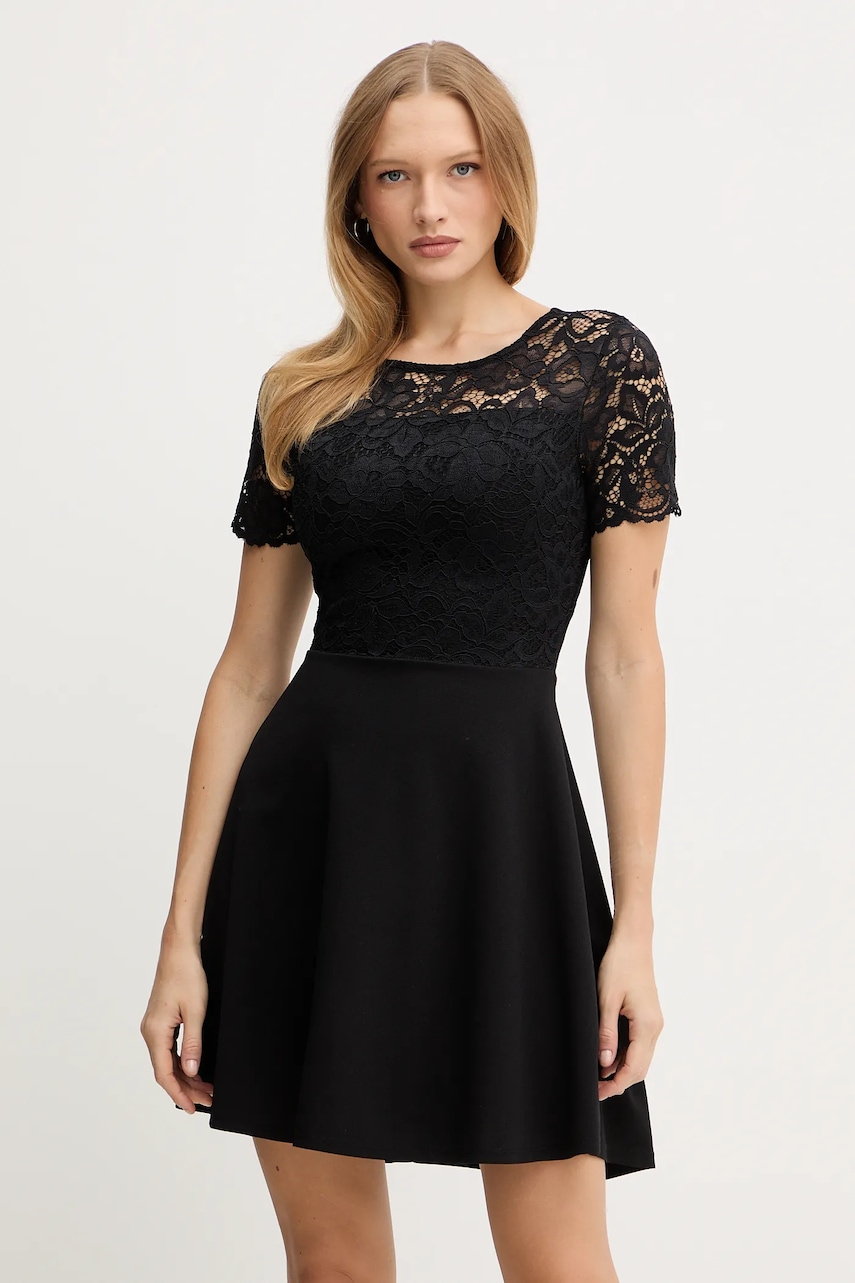 Morgan rochie culoarea negru, mini, evazati, RUBENA