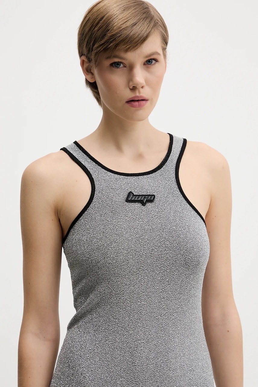 Сукня Hugo Blue колір срібний mini облягаюча 50546952