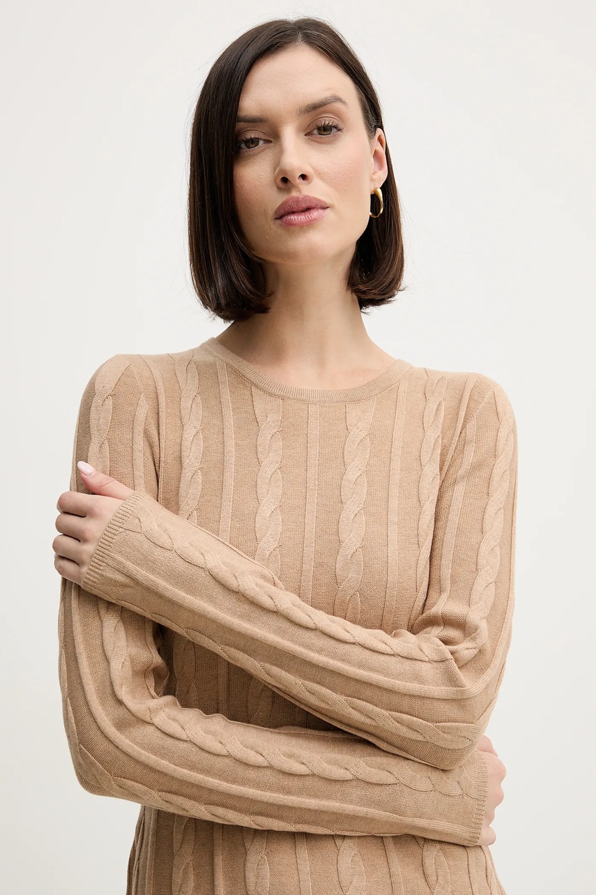 Сукня Pedro del Hierro колір бежевий midi розкльошена 6192940