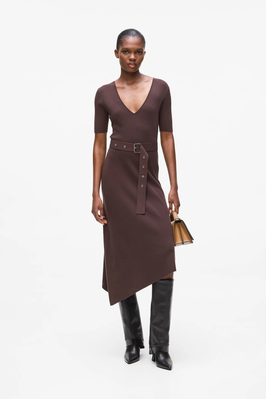 Сукня Karl Lagerfeld колір коричневий midi облягаюча A4W13026