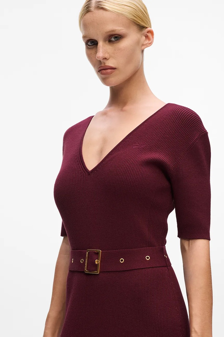 Сукня Karl Lagerfeld колір бордовий midi облягаюча A4W13026