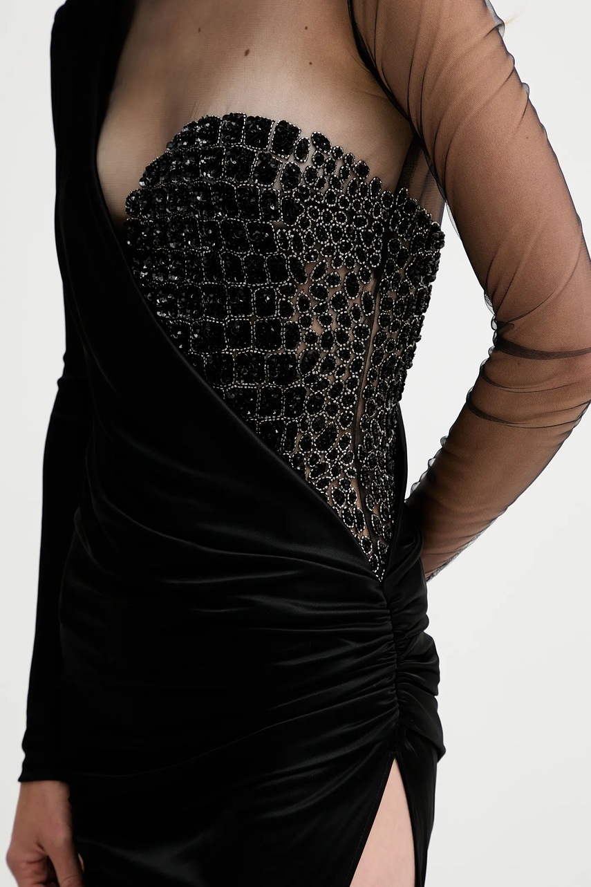 Сукня Elisabetta Franchi колір чорний maxi облягаюча ABR2257E2