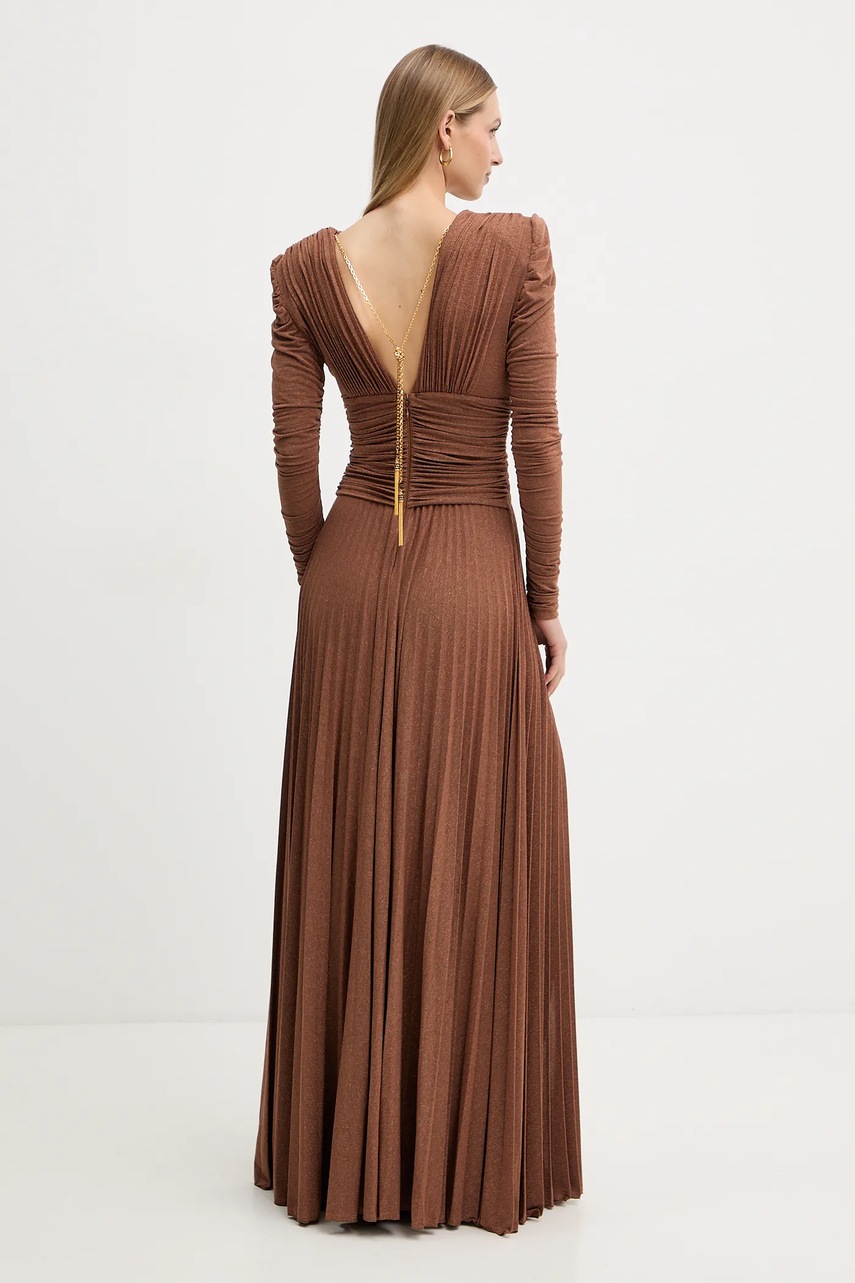Сукня Elisabetta Franchi колір коричневий maxi розкльошена ABR4057E2