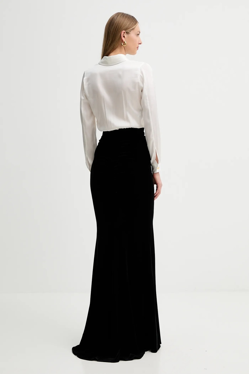 Сукня з додаванням шовку Elisabetta Franchi колір чорний maxi пряма ABR4657E2