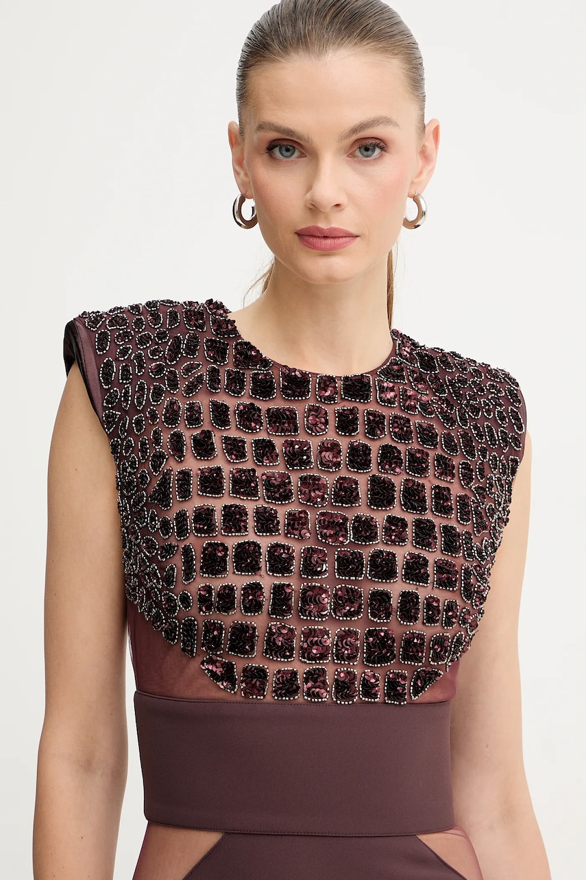 Сукня Elisabetta Franchi колір бордовий midi облягаюча AB83457E2