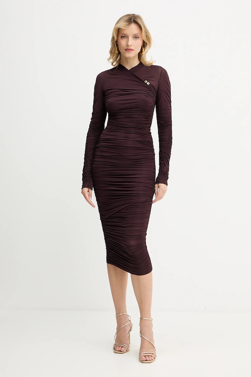 Elisabetta Franchi rochie culoarea violet, maxi, mulată, AB88857E2