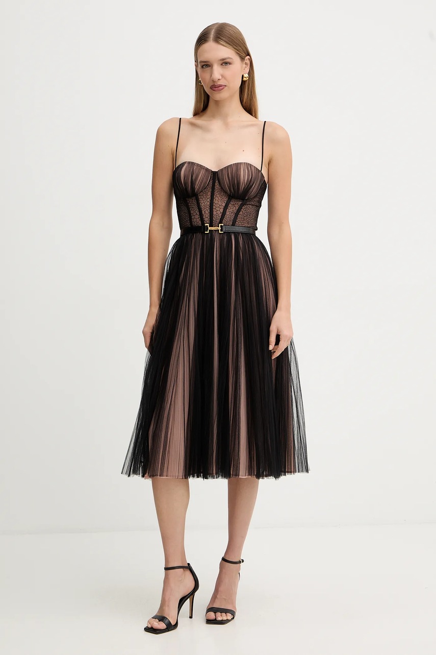Levně Šaty Elisabetta Franchi černá barva, midi, AB88957E2