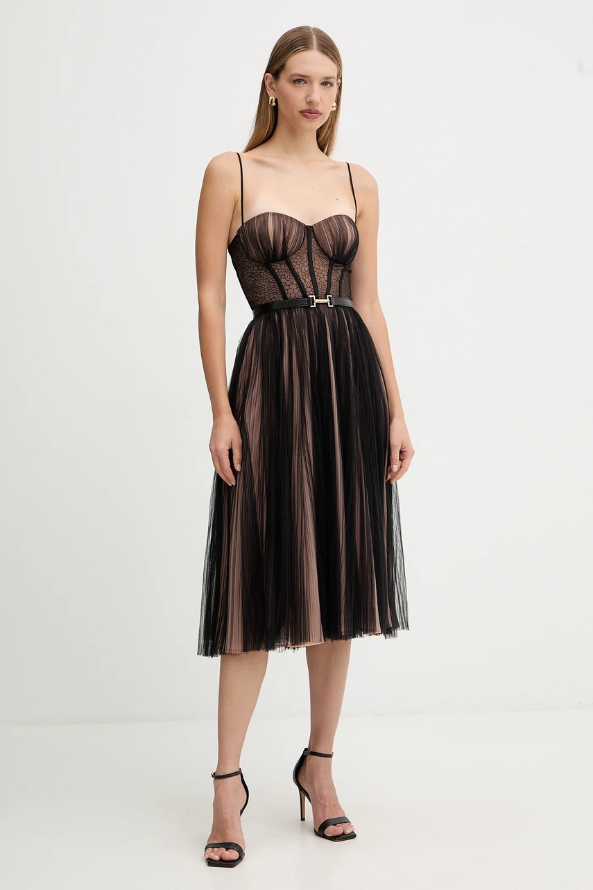 Сукня Elisabetta Franchi колір чорний midi розкльошена AB88957E2