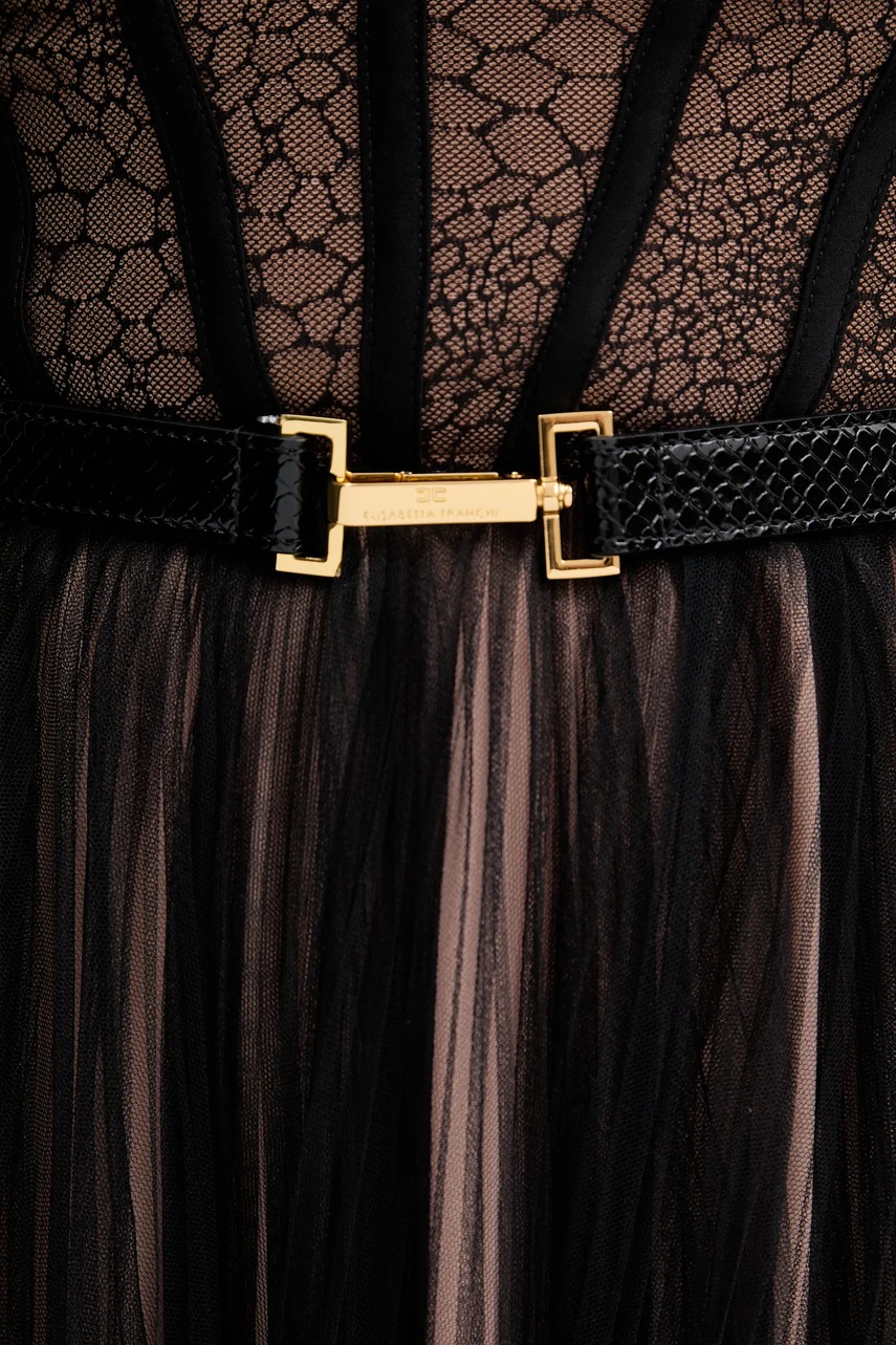 Сукня Elisabetta Franchi колір чорний midi розкльошена AB88957E2