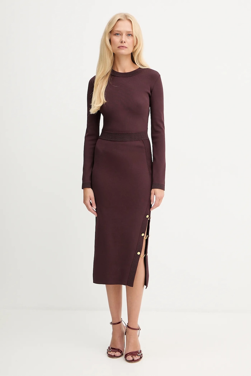 Elisabetta Franchi rochie culoarea bordo, midi, mulata, AM28S57E2