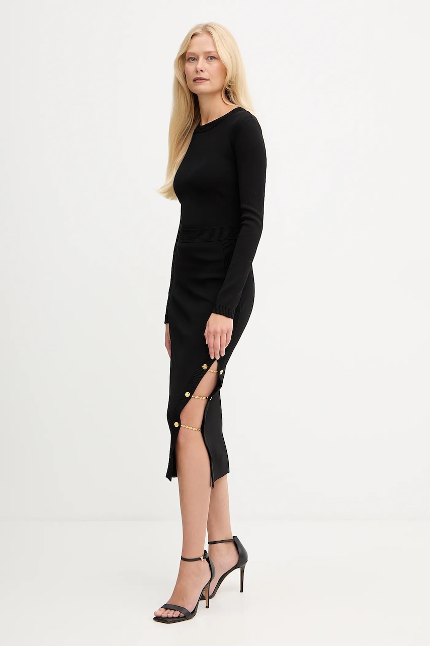 Elisabetta Franchi rochie culoarea negru, midi, mulata, AM28S57E2