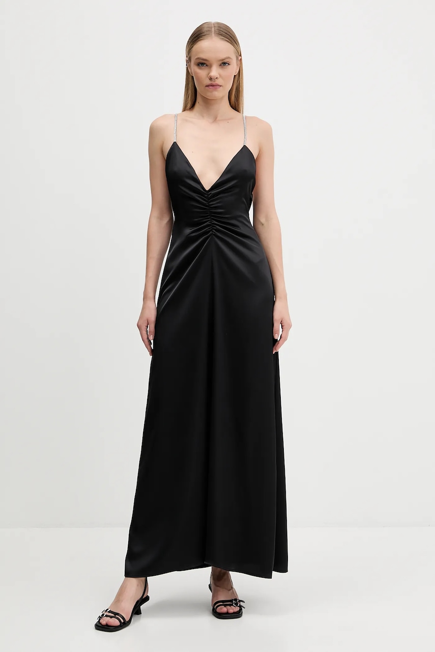 HUGO rochie culoarea negru, maxi, evazați, 50546784