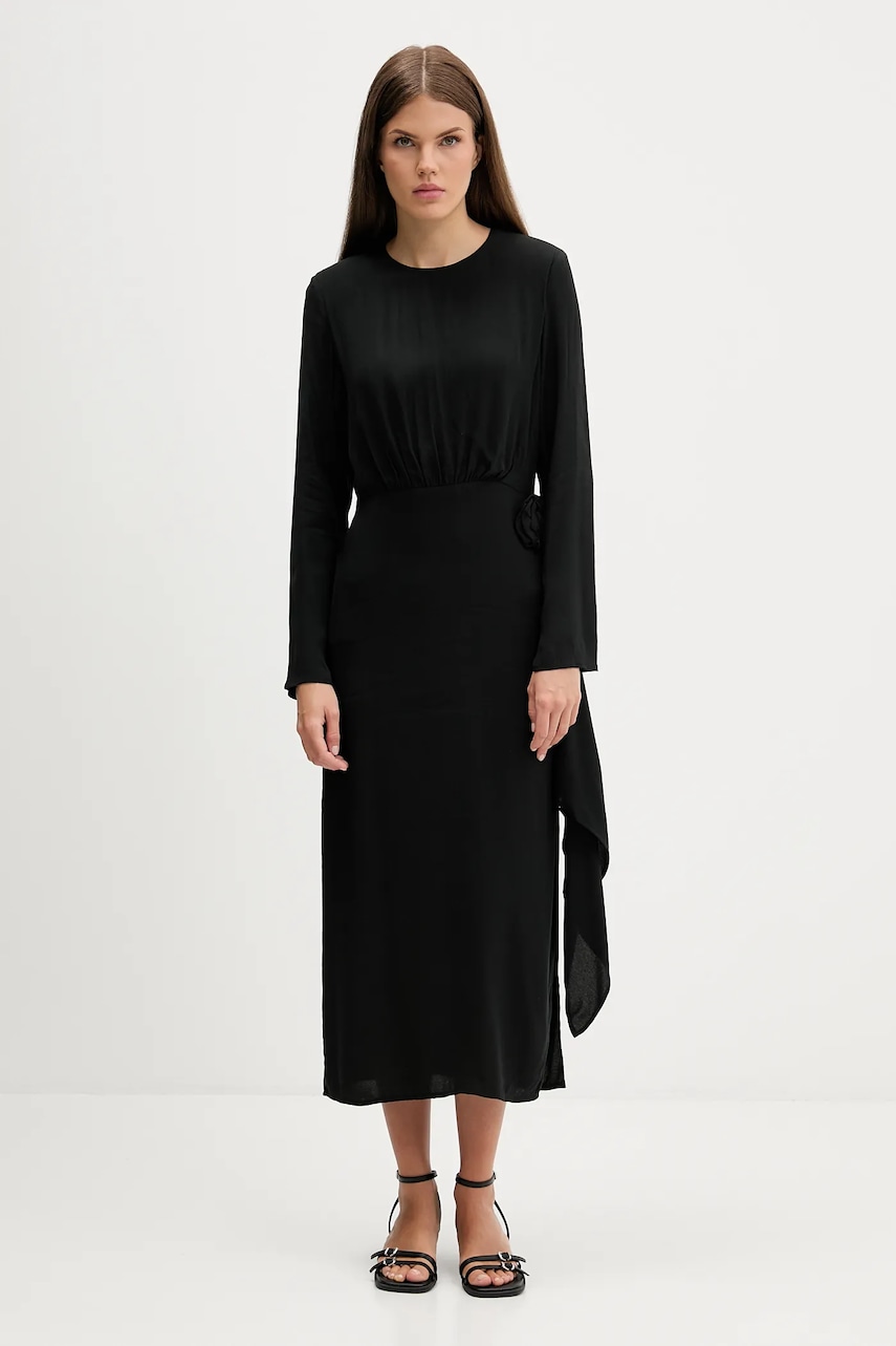 HUGO rochie culoarea negru, maxi, evazați, 50547704