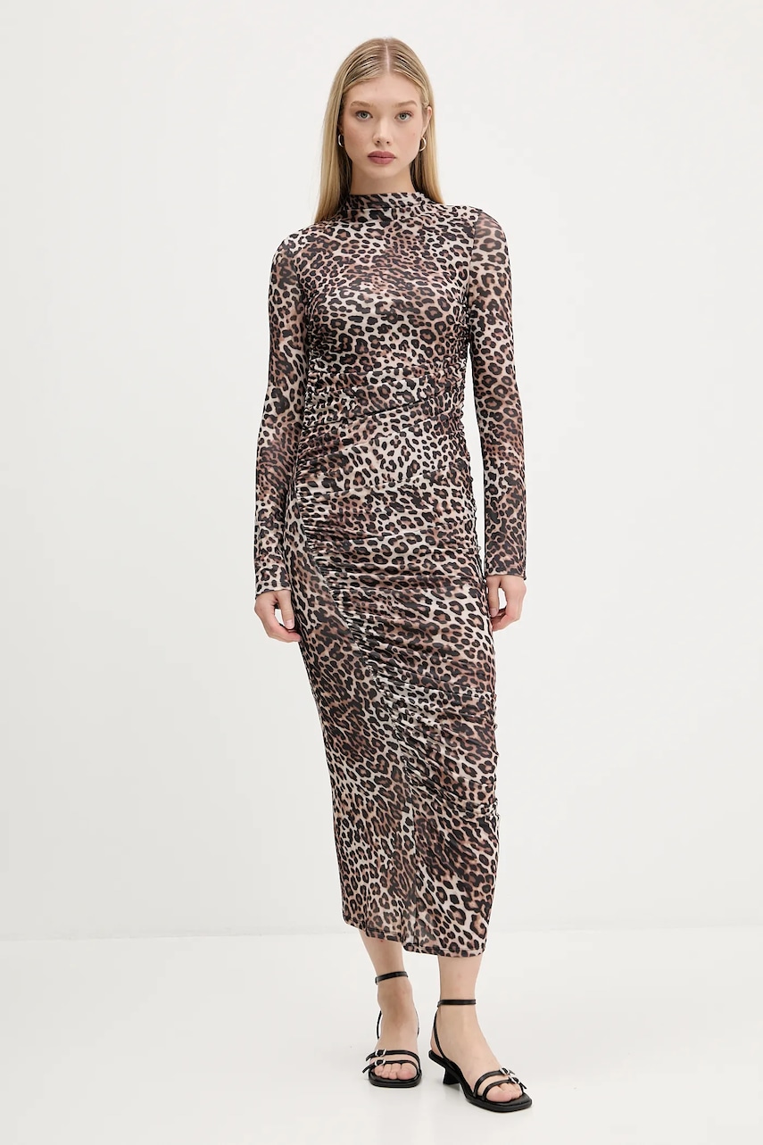 HUGO rochie culoarea maro, maxi, mulată, 50546239
