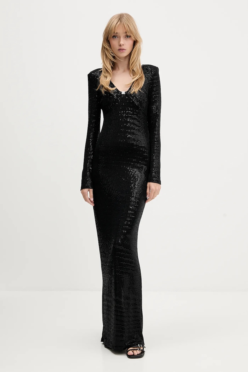 HUGO rochie culoarea negru, maxi, mulată, 50546245