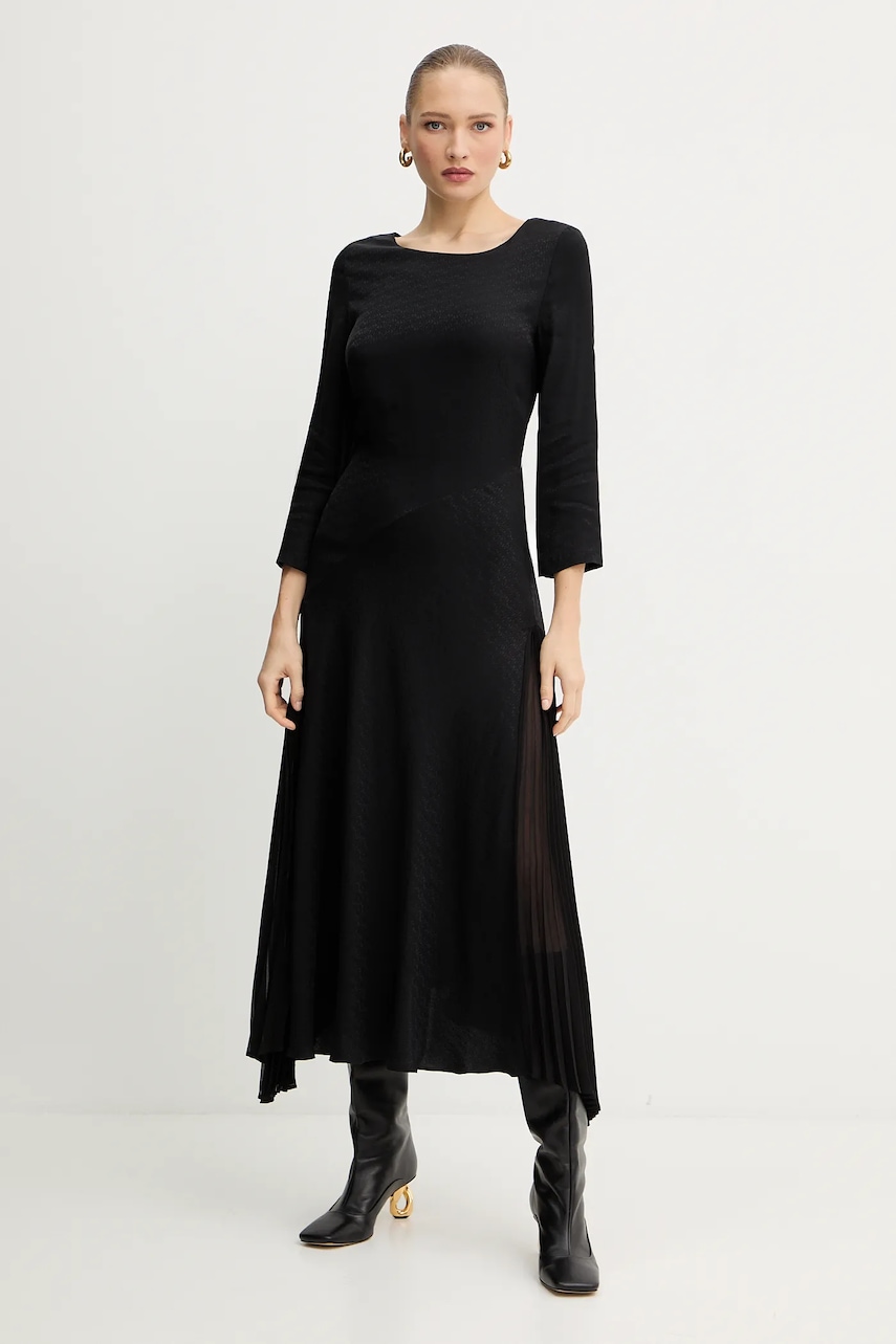 Karl Lagerfeld rochie culoarea negru, maxi, evazați, A4W13037