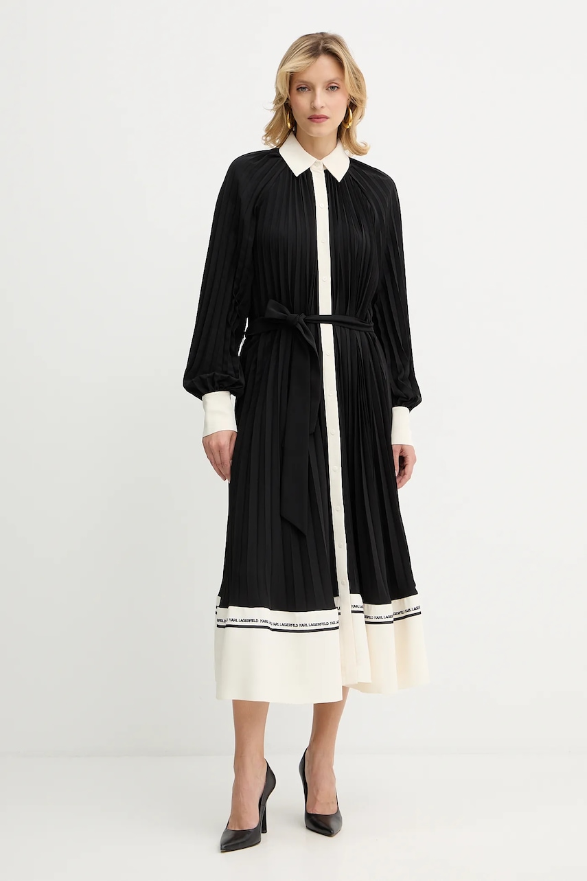 Karl Lagerfeld rochie culoarea negru, midi, oversize, A4W13047