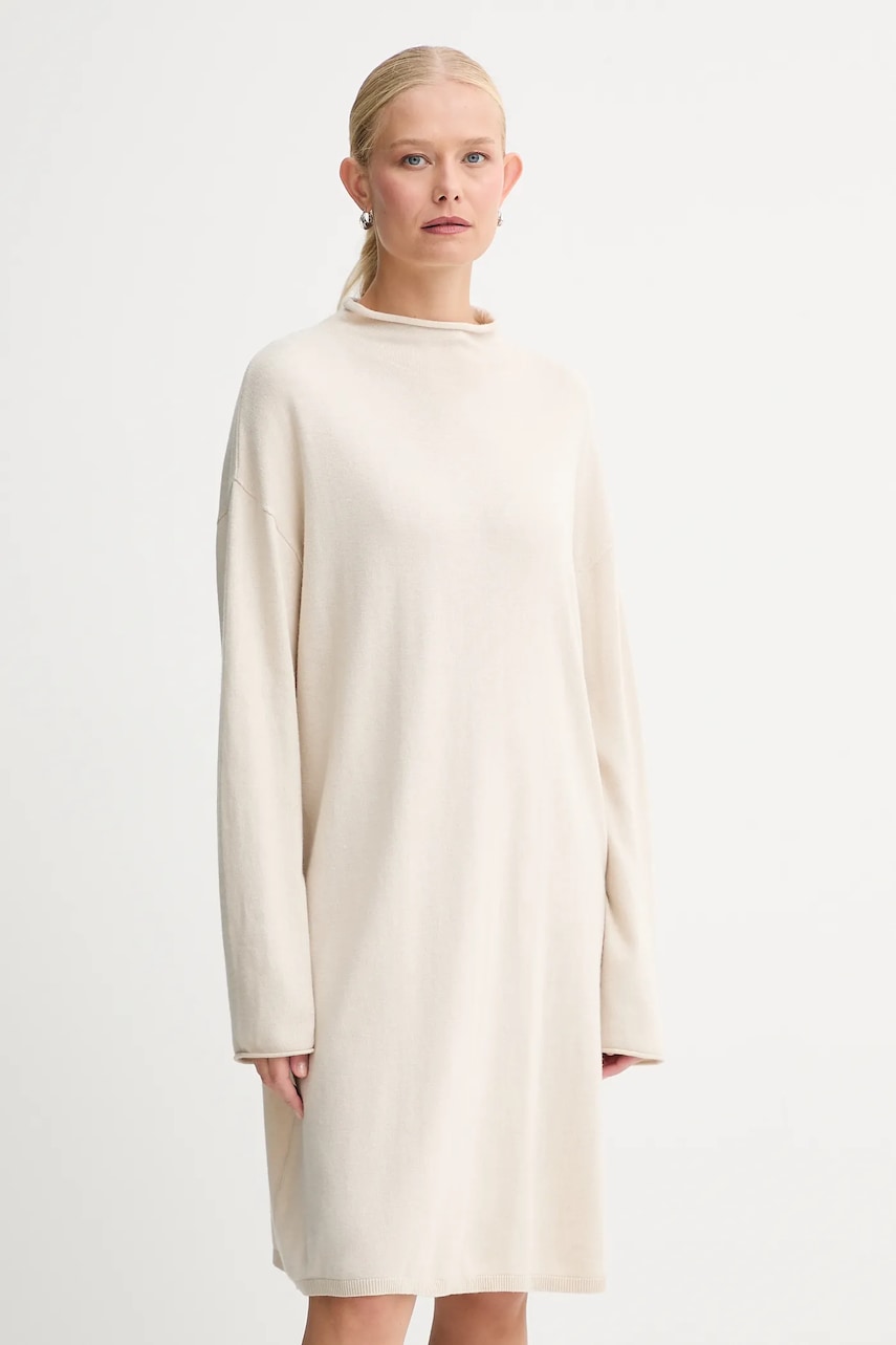 Marc O'Polo rochie cu lână culoarea bej, mini, oversize, 509511867033