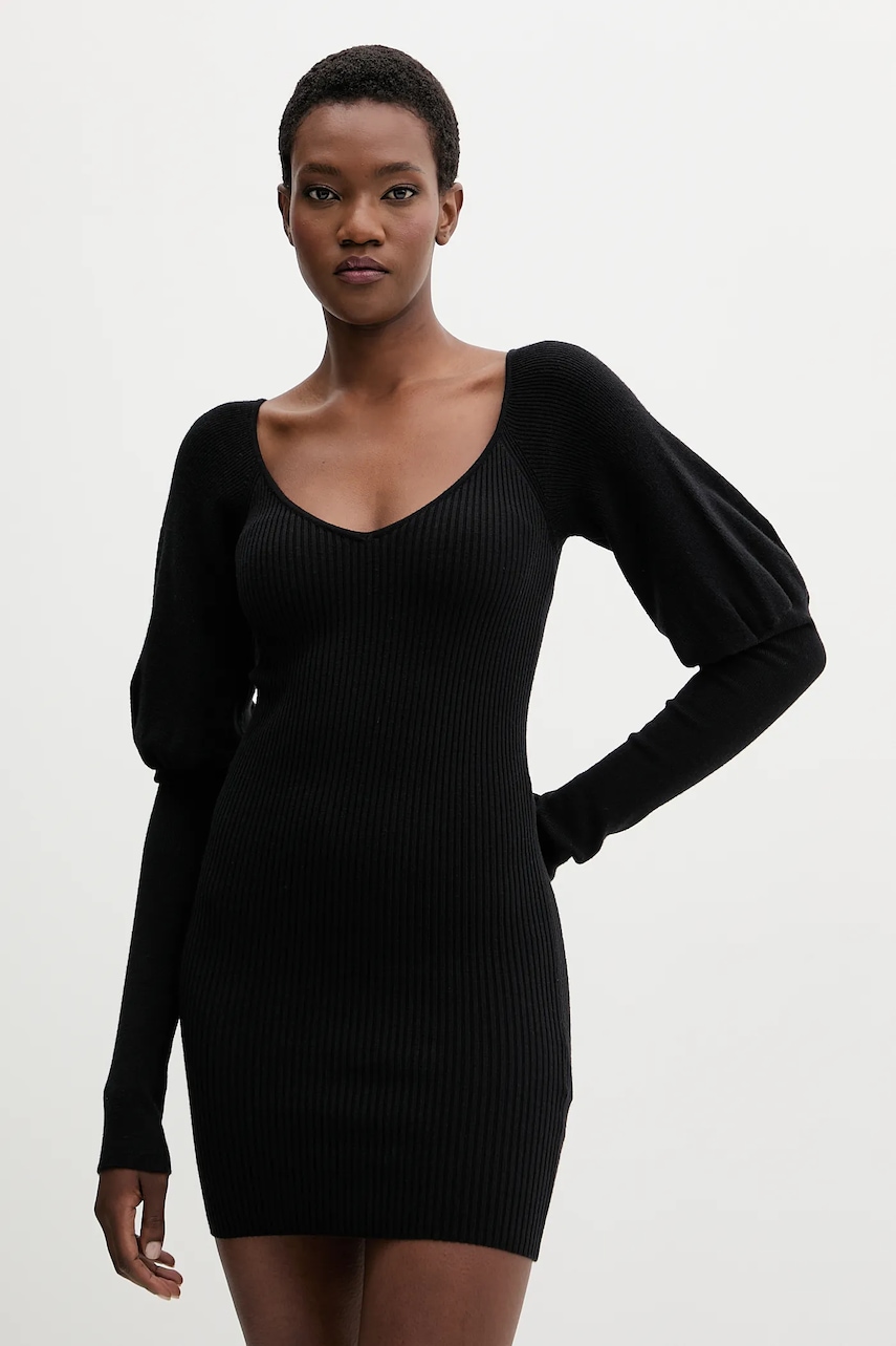 Aniye By rochie din lână culoarea negru, mini, mulata, 181052