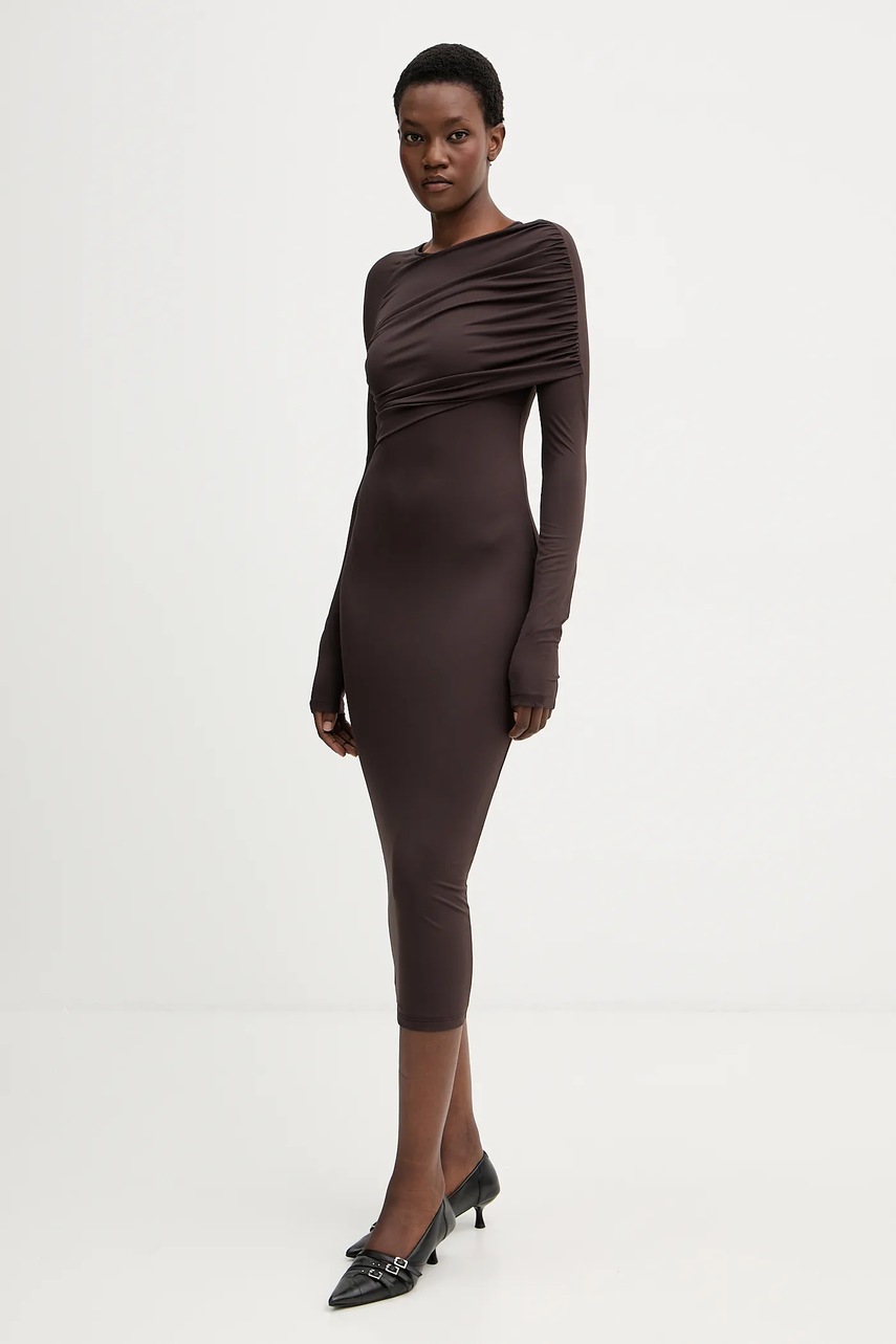 Сукня Aniye By колір коричневий midi облягаюча 181294