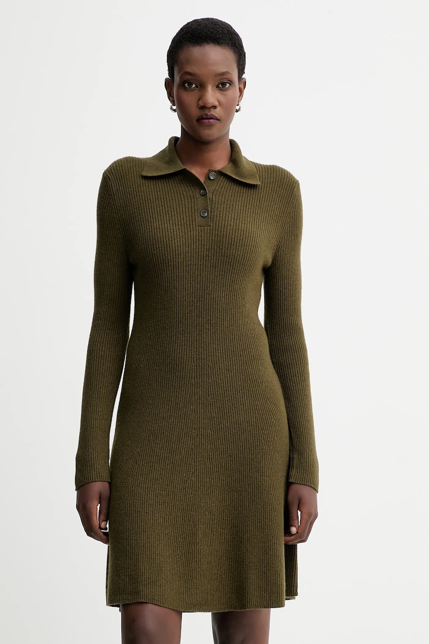 Marc O\'Polo rochie cu lână culoarea verde, mini, evazați, 5000006940