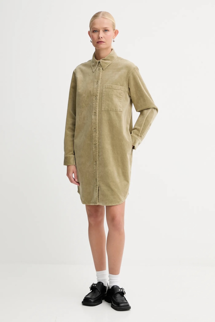 Marc O'Polo rochie din velur culoarea verde, mini, drept, 5000007111