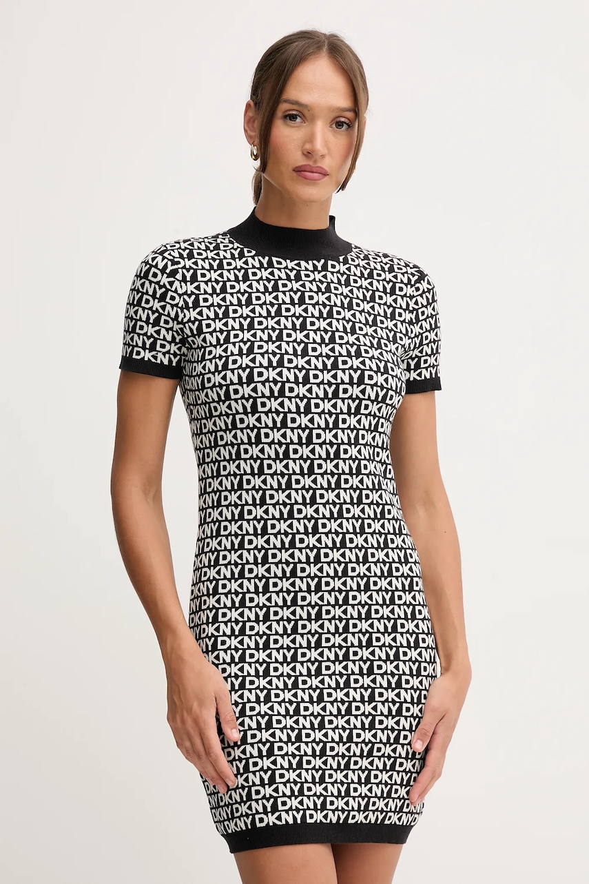 Dkny rochie culoarea negru, mini, drept, DJ5R0911
