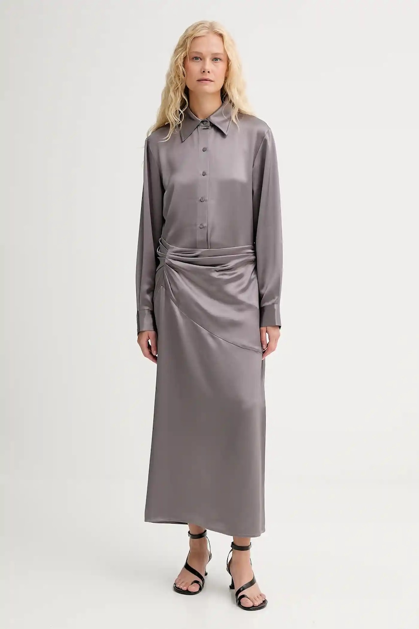 ISABELLE BLANCHE rochie culoarea gri, maxi, drept, IS25FW-A101-T008