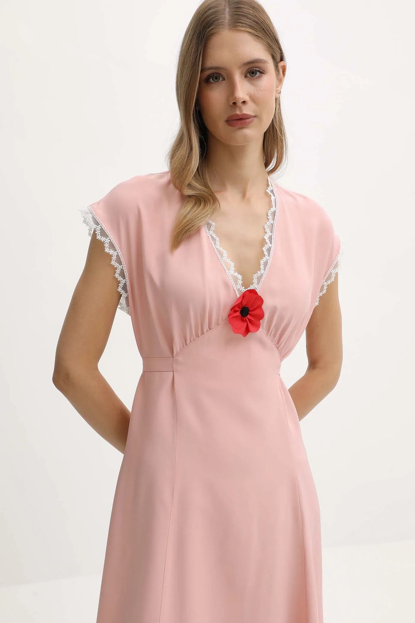 Сукня з віскози The Sleeper колір рожевий midi пряма PMDDR03P006L