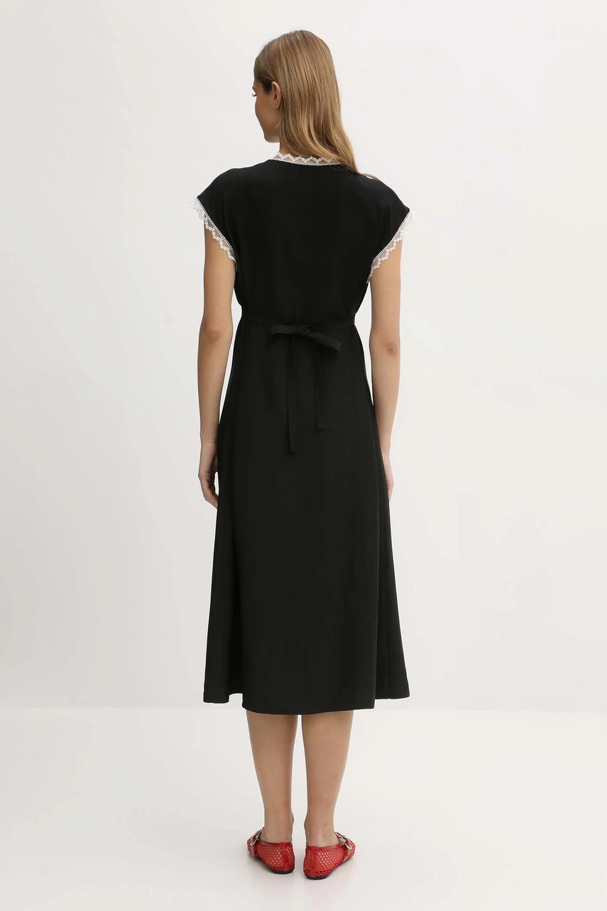 Сукня з віскози The Sleeper колір чорний midi пряма PMDDR03P002L