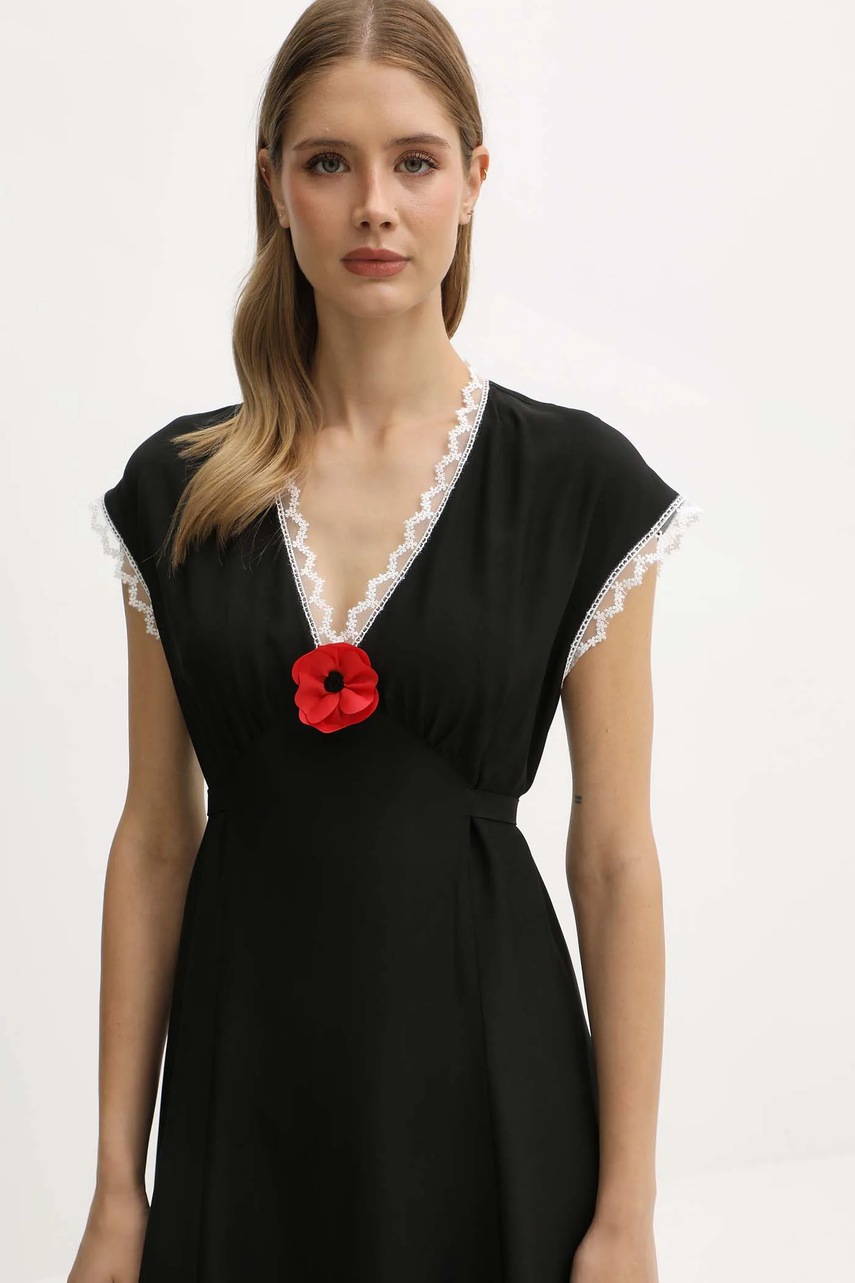 Сукня з віскози The Sleeper колір чорний midi пряма PMDDR03P002L