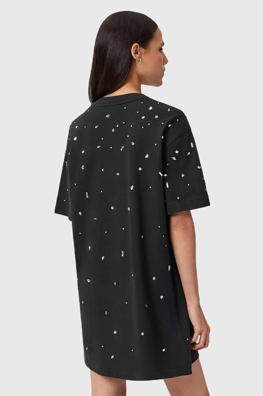 Бавовняна сукня AllSaints DRIP колір чорний mini oversize W082DD