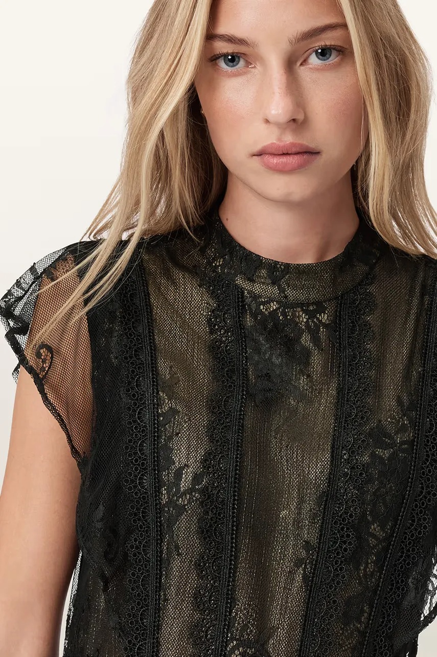 Сукня AllSaints FLEUR колір чорний mini розкльошена W132DD