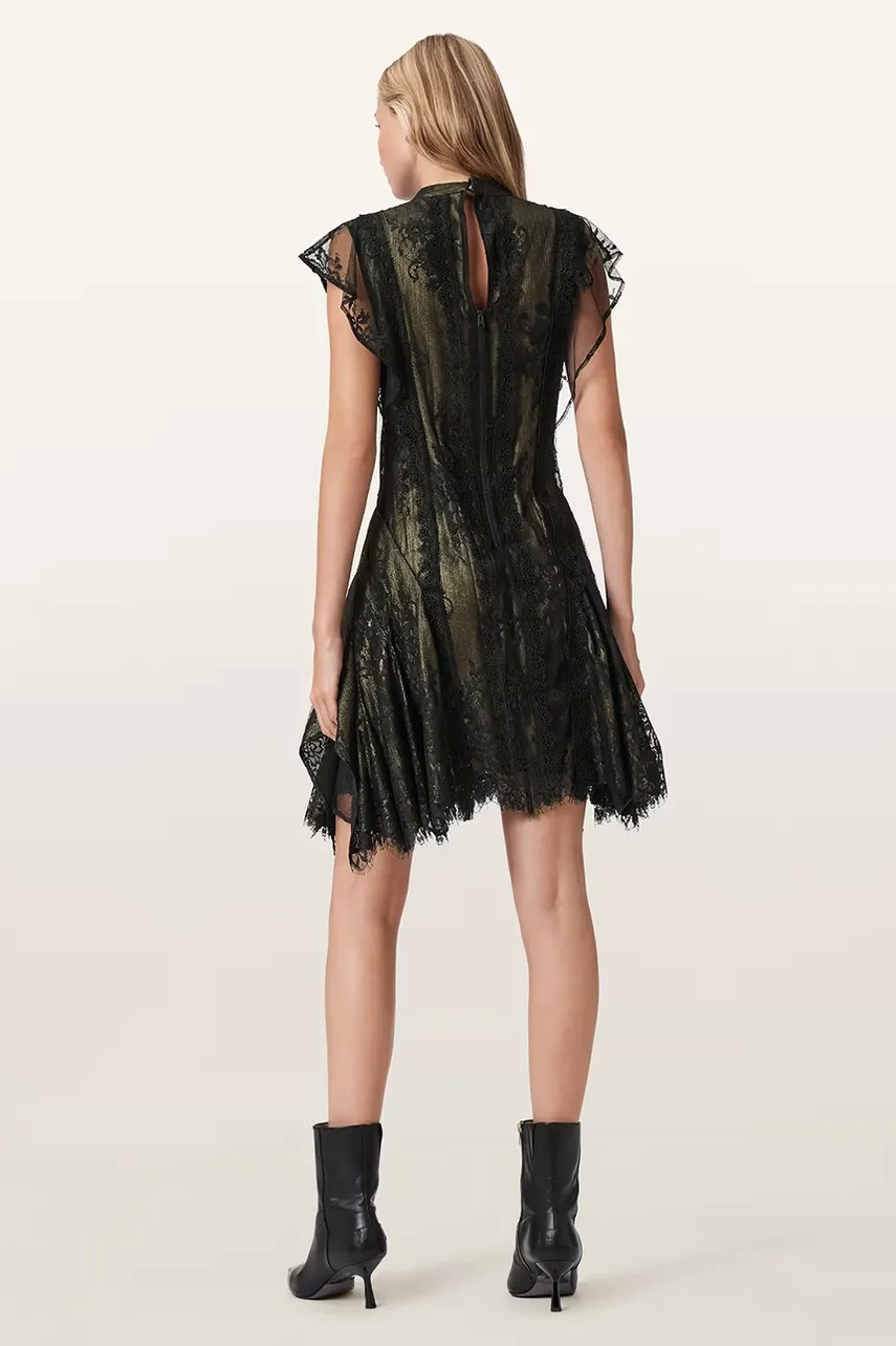 Сукня AllSaints FLEUR колір чорний mini розкльошена W132DD