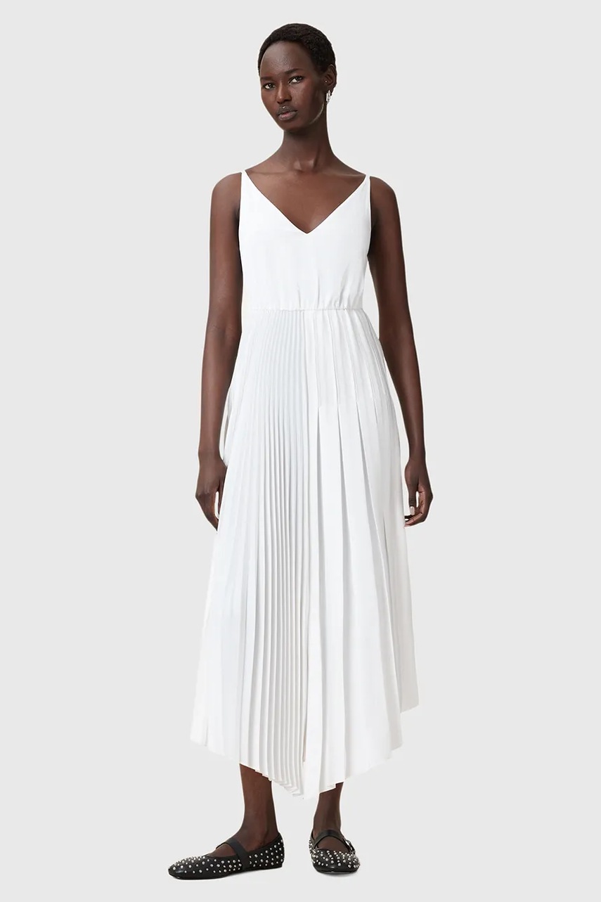 Сукня і футболка AllSaints JAX колір білий maxi розкльошена W326DB
