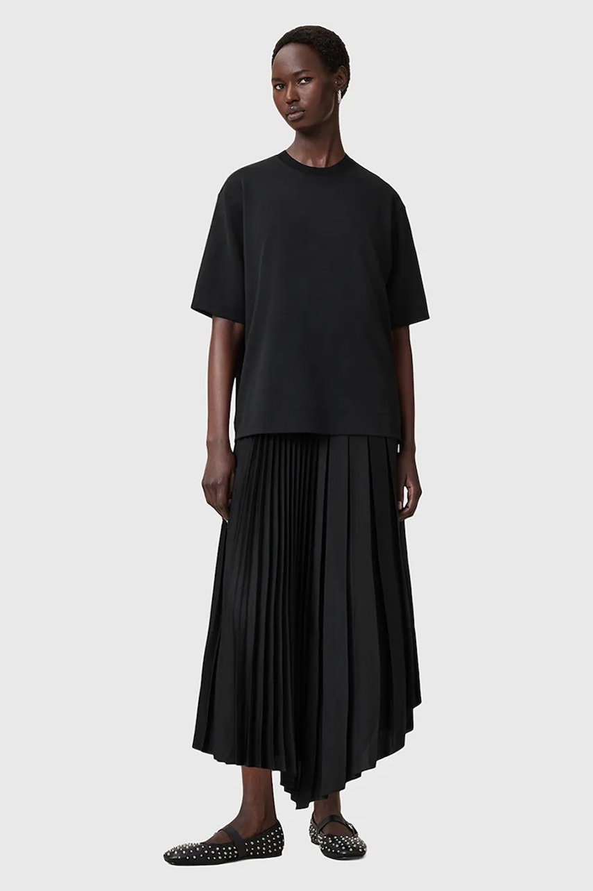 AllSaints rochie și tricou JAX culoarea negru, maxi, evazați, W326DB