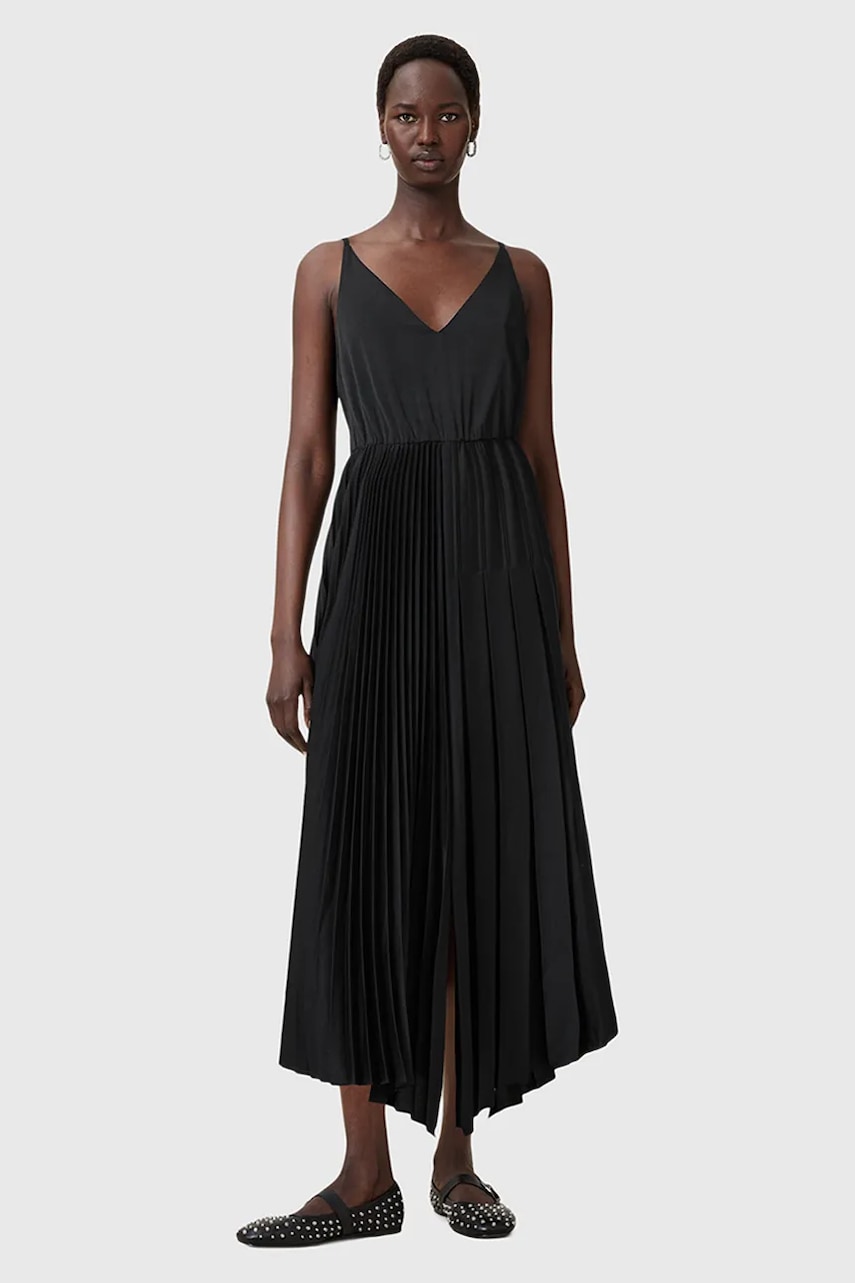 Сукня і футболка AllSaints JAX колір чорний maxi розкльошена W326DB