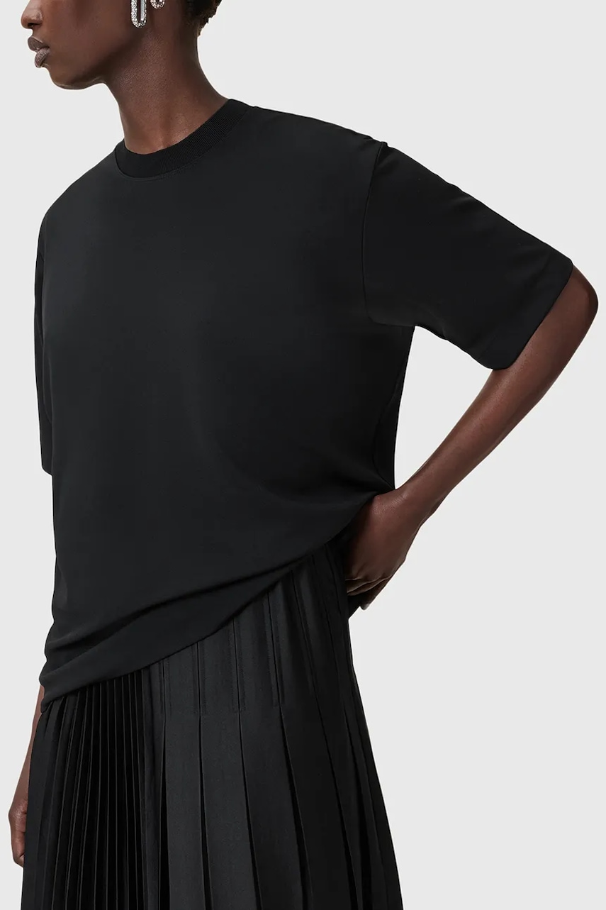 Сукня і футболка AllSaints JAX колір чорний maxi розкльошена W326DB