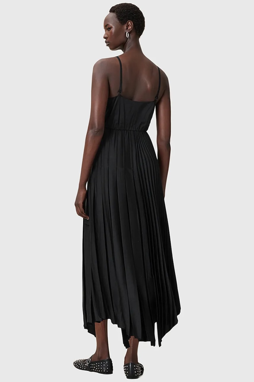 Сукня і футболка AllSaints JAX колір чорний maxi розкльошена W326DB