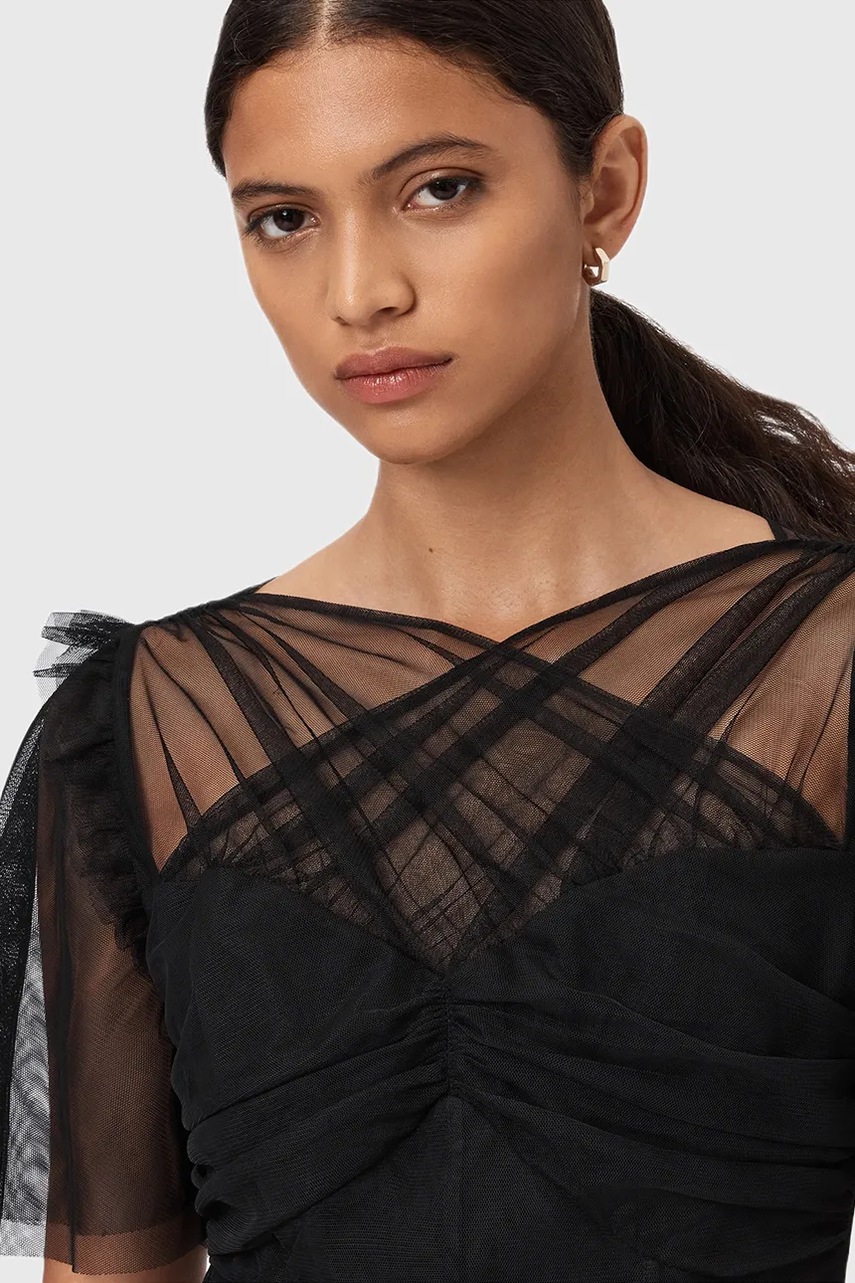 Сукня AllSaints MADI колір чорний mini розкльошена W005DD